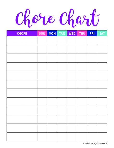 Use this free blank printable weekly chore chart to teach children responsibility and get some help around the house! The cute family chore chart template is perfect for keep track of all tasks done in the home. Chore Calendar, Kids Chore Chart Printable, Template Meme, Free Printable Chore Charts, Chore Chart For Toddlers, Weekly Chore Chart, Daily Chore Charts, Toddler Chores, Weekly Chore Charts