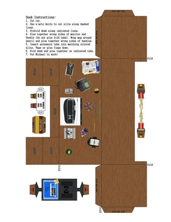 Michael Scott's Desk - The Office Barbie Furniture Tutorial, Printable Dollhouse, Paper Furniture, Office Themes, Mini Office, Dollhouse Printables, Paper Doll House, Christmas Arts And Crafts, Doll House Crafts