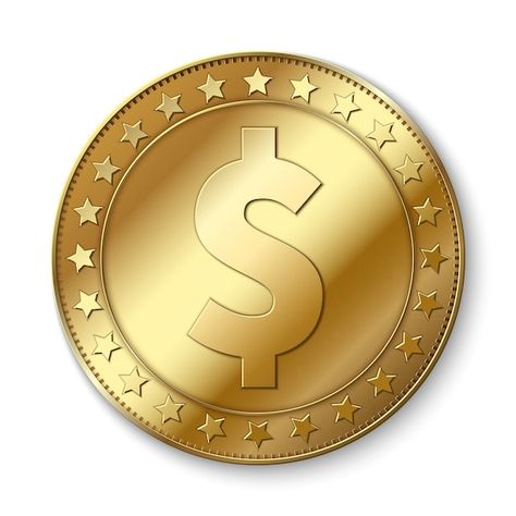 Realistic 3d gold dollar vector coin iso... | Premium Vector #Freepik #vector #penny #dollar-3d #dollar-symbol #money-3d Gold Dollar, Money Logo, Church Backgrounds, Money Cake, Gold Money, Sarah Kay, Cartoon Character Pictures, Dollar Coin, كرة القدم