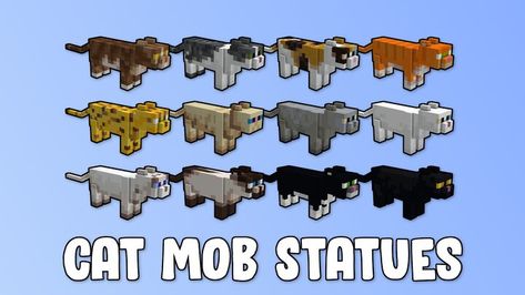 Cat Mob Statues Minecraft Map Papercraft Minecraft Cat, Cat Statue Minecraft, Minecraft Cat Build, Cat Tree Minecraft, Minecraft Cat Statue, Cats In Minecraft, Minecraft Animal Statues, Minecraft Cat Tree, Minecraft Cat House