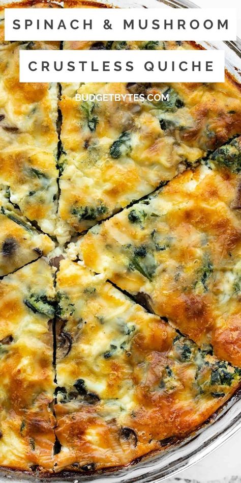 Quiche Feta, Quiche Recipes Crustless, Vegetarian Quiche Recipes, Vegetarian Quiche, Spinach And Mushroom, Breakfast Quiche Recipes, Quiche Recipes Easy, Crustless Quiche, Burger Bar