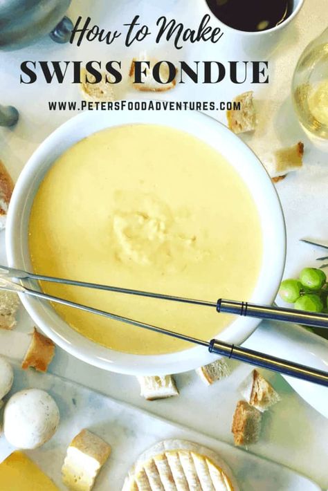 Swiss Cheese Fondue Recipe, Swiss Cheese Fondue, Cheese Fondue Recipe, Swiss Fondue, Swiss Cuisine, Fondue Dinner, Emmental Cheese, Fondue Recipes Cheese, Swiss Recipes