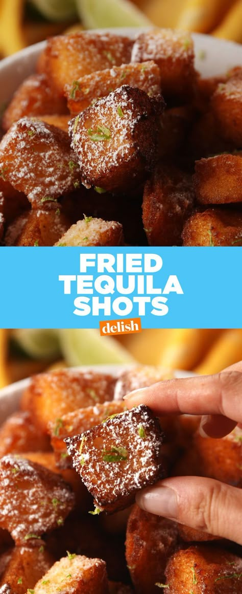 Fried Tequila Shots, Alcoholic Desserts, Boozy Desserts, Tequila Shots, Shot Recipes, Angel Food Cake, Angel Food, Fried Food, Deep Fried