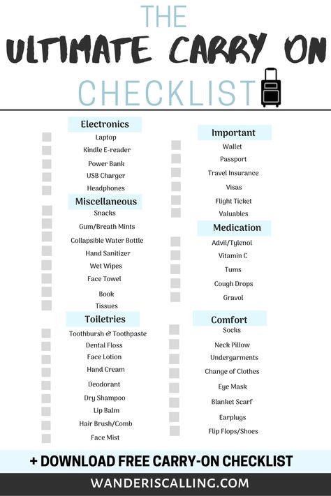 Ultimate Travel Packing Checklist, 1 Week Packing List Carry On, Backpack Carry On Packing Lists, Ultimate Carry On Packing List, Carry On Luggage Packing List, Packing List For Travel Carry On, Carry On Packing List Airplane Travel Essentials, Packing List Carry On, 5 Day Trip Packing List Summer