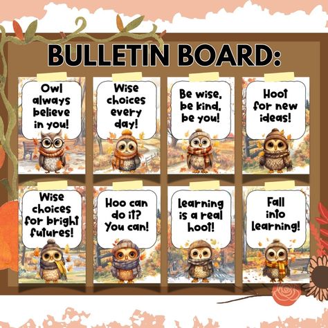 Inviting Classroom, Fall Posters, Autumn Posters, Help Kids Focus, Motivate Students, Fall Owl, Growth Mindset Posters, Wise Sayings, Bulletin Board Ideas