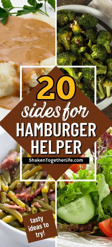 Wondering what to serve with Hamburger Helper? These 15 side dishes are perfect for pairing with this family-friendly meal. Hamburger Helper Sides Dishes, What Goes With Hamburgers, What To Serve With Hamburgers, Hamburger Sides, Sides For Hamburgers, Hamburger Side Dishes, Hamburger Hash, Burger Sides, Taco Side Dishes