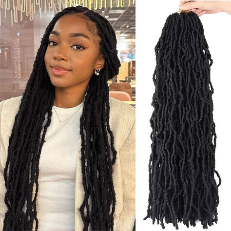 PRICES MAY VARY. 【Material】: Soft Locs Crochet Hair extension is made of High Quality Low Temperature Flame-Retardant Synthetic Fiber 【Package】: 7 Packs, Usually 6-7 Packs can full a head. Individually Pre-Looped, can be installed directly after purchase, beginner friendly, saving time & money. 【Hair Features】: 100% Handmade curly wavy goddess locs, Soft And Fluffy, Lightweight, Bouncy, very skin-friendly, no smell, Long-lasting. High quality fiber,soft faux locs hair can be washed with shampoo Hair For Butterfly Locs, Crochet Locs Hair, Faux Locs Long, Locs Distressed, Locs Soft, Soft Locs Crochet, Money Hair, Distressed Locs, Goddess Locs Crochet