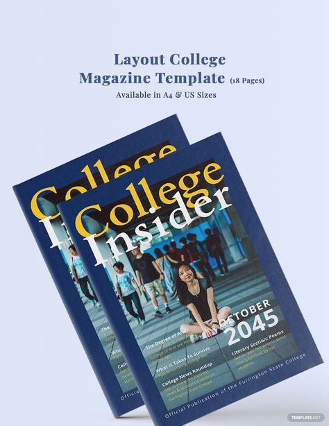 Layout College Magazine Template Front Page Magazine, College Magazine, Fashion Magazine Template, Magazine Cover Page, Magazine Cover Ideas, Magazine Front Cover, Newsletter Inspiration, Student Picture, Front Cover Designs