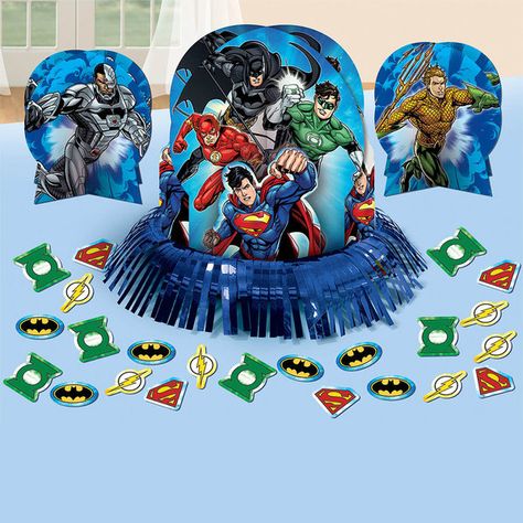 Check out Justice League Table Decorating Kit (Each) - Wholesale Party Supplies… Batman Birthday Party, Table Decorating, Batman Birthday, League Table, Table Decoration, Justice League, Confetti, Batman, Birthday Party