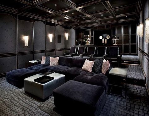 Color scheme. That carpet tho! 👌🏼 Home Theater Lighting, Sala Cinema, Screening Room, Home Theater Room Design, Theater Rooms, Theater Room Design, Home Cinema Room, Home Theater Decor, Best Home Theater