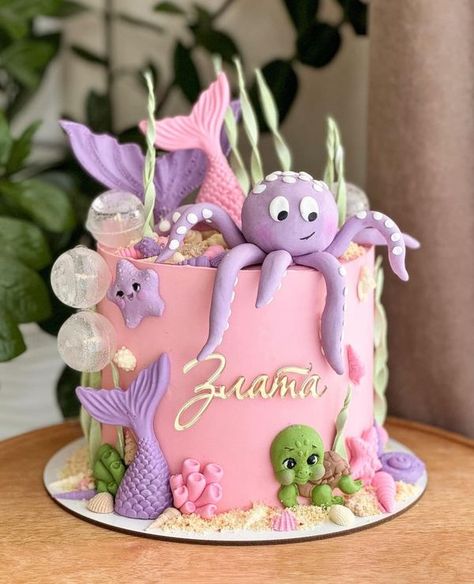 Under The Sea Cake, Sea Cake, Sea Cakes, Underwater Theme, Beach Themed Party, Girl Cake, Girl Cakes, Just Smile, 2nd Birthday Parties