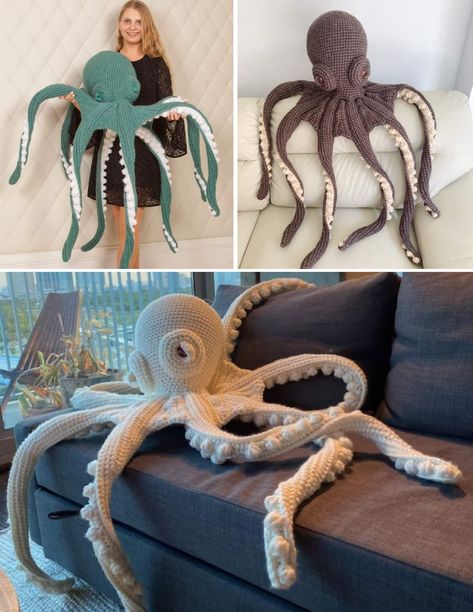 Crochet Big Octopus Free Pattern, Giant Crochet Octopus Free Pattern, Large Crochet Patterns, Giant Crochet Amigurumi, Giant Octopus Crochet Pattern Free, Large Crochet Animals Free Pattern, Crochet Giant Octopus, Giant Octopus Crochet Pattern, Free Crochet Toy Patterns