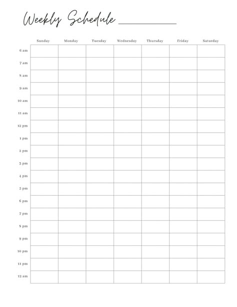 Hourly Weekly Schedule Weekly Planner Printable Week at a - Etsy | Printable Planner For Moms by  Jason Hoffman Free Printable Weekly Planner Template, Study Planner Printable Free, Free Weekly Planner Templates, Planner For Moms, Free Planner Templates, Weekly Schedule Printable, Weekly Planner Free Printable, Weekly Schedule Planner, Weekly Hourly Planner