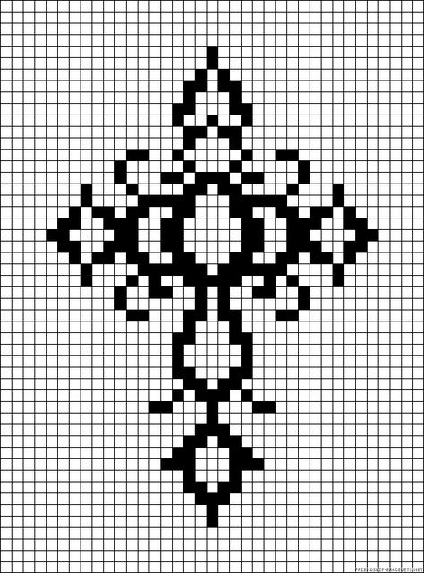 3 Color Pixel Art, Y2k Pixel Art Grid, Cross Stitch Patterns Black And White, Cross Pixel Art, Witchy Pixel Art Grid, Cross Alpha Pattern, Gothic Pixel Art, Crochet Tapestry Ideas, Black And White Pixel Art Grid