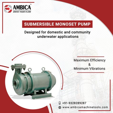 Ambica Machine Tools provide excellent quality submersible monoset pump with maximum efficiency and minimum vibrations. For more details, Call: +91 93282 89287 #SubmersibleMonosetPump #SubmersibleMonosetPumpManufacturer #IndustrialPumps #AmbicaMachineTools Machine Social Media Design, Machine Social Media Post, Cpvc Pipe, Graphic Design Posters Layout, Tools Design, Real Estate Marketing Design, Social Media Branding Design, Marketing Poster, Travel Poster Design