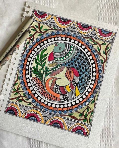 Best Madhubani Paintings, Traditional Madhubani Art Krishna, Madhubani Art On Canvas, Mithila Painting Design, Traditional Mandala Art, Madhubani Art Design Indian Paintings, Madhubani Paintings On Canvas, Kalamkari Painting Kalamkari Painting Design, Madhubani Paintings Traditional Krishna