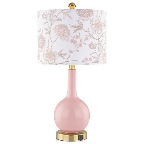 Gold And Pink Lamp, Girly Lamp, Animal Lamp Base, Pastel Lamp, Dorm Lamp, Romantic Apartment, Pink Lamps, Pink Floral Nursery, Kids Lamp