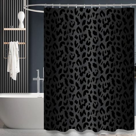 Cheetah Print Shower Curtain, Zebra Shower Curtain, All Black Bathroom Ideas Decor, Y2k Bathroom Decor, Cheetah Shower Curtain, Leopard Bathroom, Leopard Print Bathroom, All Black Bathroom, Pink And Black Bathroom