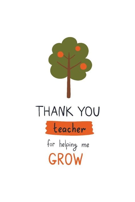 Thank You For Helping Me Grow Teacher, Greeting Card For Teachers Day, Green Apple Tree, Greeting Cards For Teachers, Teachers Day Greetings, English Lab, Cute Teacher Gifts, Numbers Preschool, Teacher Cards