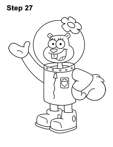 Spongebob Characters Drawings, Sandy Cheeks Spongebob, Spongebob And Sandy, Spongebob Drawings, سبونج بوب, Sandy Cheeks, Easy Cartoon Drawings, Disney Art Drawings, Coloring Pages Printable