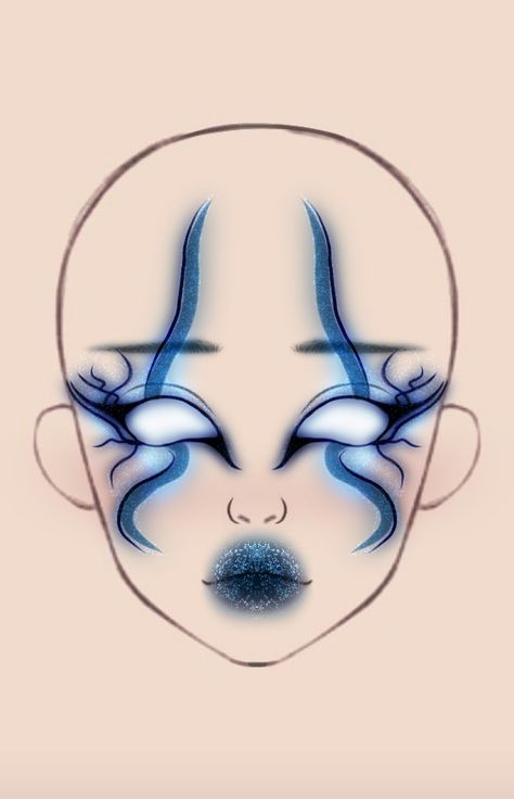 Fun Face Paint Ideas For Women, Pre Shower Makeup Ideas, Cool Makeup Looks Creative Halloween, Makeup Looks Drawing, Makeup Ideas Drawing, Make Up Yeux, Professional Eye Makeup, Creepy Clown Makeup, Shower Makeup