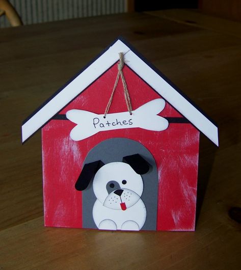 Cute card for kids or someone in the dog house with spouse. House Craft Preschool, Scrapbook Punches, Kindergarten Art Lessons, House Craft, Punch Art Cards, Dog Patch, Farm Crafts, Dog Crafts, Dog Cards