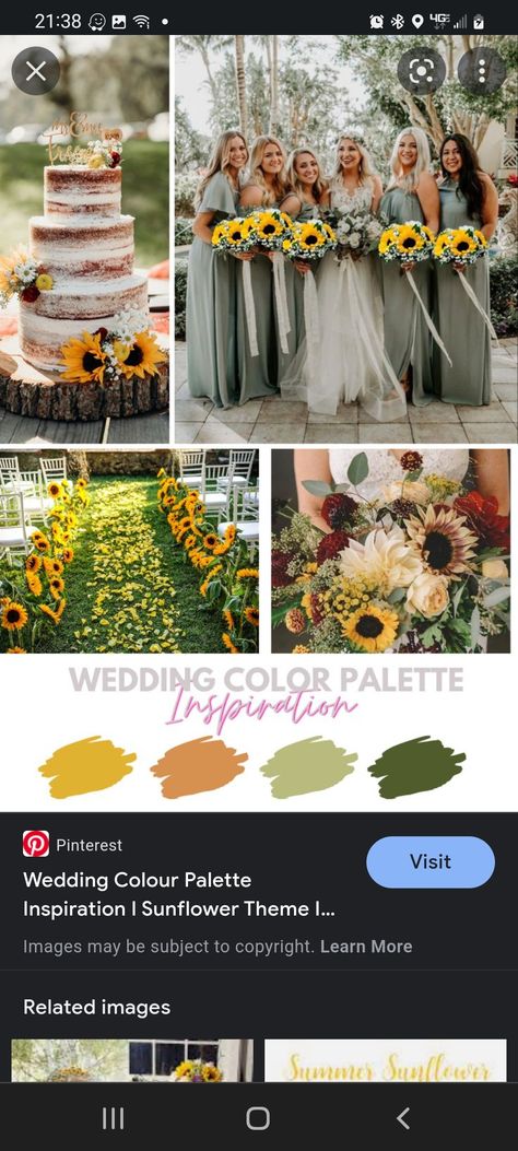 Daisy Wedding Theme, Pale Yellow Weddings, Country Wedding Colors, Fall Sunflower Weddings, September Wedding Colors, Wedding Color Schemes Summer, Yellow Wedding Colors, Wedding Theme Color Schemes, Olive Green Weddings