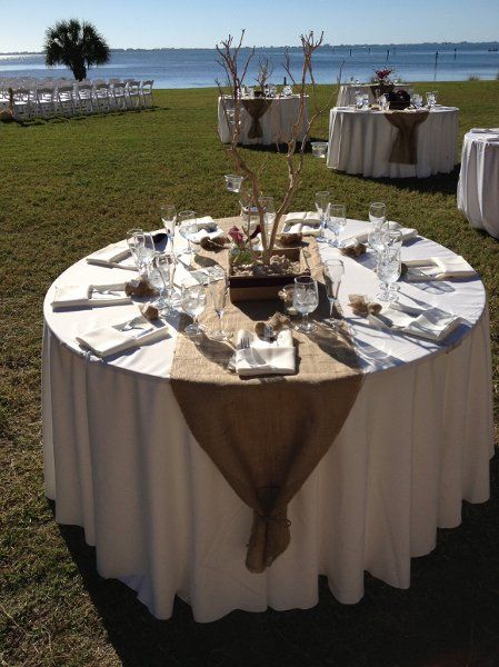 Southern Country Elegance Wedding Reception Photos on WeddingWire Rustic Wedding Table Setting, Round Wedding Tables, Fall Wedding Ceremony, Wedding Table Linens, Wedding Reception Flowers, Wedding Reception Centerpieces, Reception Centerpieces, Round Tables, Reception Flowers