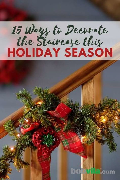 Christmas Decor for Stairs Stair Garland Christmas Railings, Christmas Decor For Stairs, Decor For Stairs, Stair Landing Decor, Christmas Banister, Stairs Makeover Ideas, Christmas Stairs Decorations, Christmas Staircase Decor, Stairs Renovation