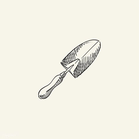 Vintage illustration of a trowel | free image by rawpixel.com Trowel Tattoo, Gardening Tools Illustration, Tool Illustration, Grandparents Tattoo, Mum Tattoo, Illustration Kitchen, Tool Tattoo, Illustration Landscape, Vintage Gardening