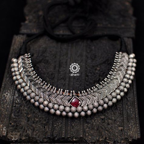 Trending Silver Jewelry, Silver Choker Necklace Set, Silver Jewellery Indian Antique, Silver Necklaces Indian, Silver Choker Necklace Indian, Antique Silver Jewelry Necklace, Gokuldham Society, Antique Silver Jewelry Indian, Oxidised Jewelry