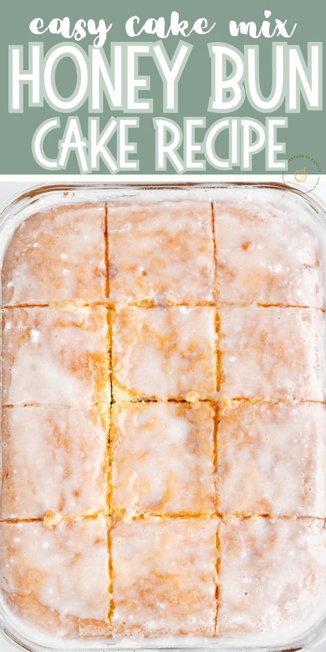 Honey Bunny Cake, Easy Honeybun Cake, Honey Bun Cake Recipe Easy, Cakes For Funerals, Honey Bun Cake Recipe Box Cake, Easy Honey Bun Cake, French Vanilla Cake Mix Recipes Desserts, Turn Vanilla Cake Mix To Chocolate, Boxed Birthday Cake Ideas