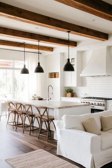 Enhance your home’s character with exposed wooden ceiling beams. Whether you’re going for a farmhouse look or a modern rustic vibe, wooden beams add depth and style. 🏠✨🌲 #WoodenBeams #CeilingDesign #HomeDecor #RusticCharm Exposed Beams Bedroom, Wooden Ceiling Beams, Beams Ceiling, Exposed Beams Ceiling, Wooden Beams Ceiling, Exposed Rafters, Wooden Ceiling, Farmhouse Look, Exposed Beams