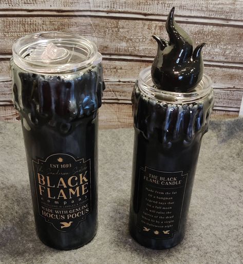 Black Flame Candle Tumbler, Witchy Mansion, Halloween Cup Ideas, 3d Tumblers, Black Flame Candle, Flame Candle, Black Flame, Witch Diy, Glitter Tumbler Cups