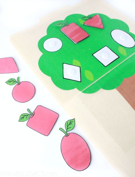 Apple Tree Shape Matching File Folder Game - From ABCs to ACTs Shape Scavenger Hunt, File Folder Games Free, Shape Matching Game, Apple Lessons, Apple Preschool, Apple Unit, File Folder Activities, Apple Activities, Tree Study