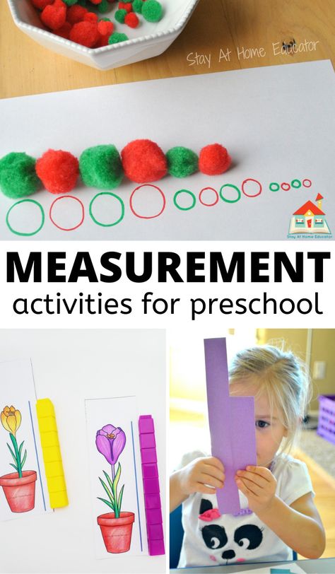 Here's your ultimate guide to teaching measurement in preschool! We also include tons of measurement activities. Measurement activities build number sense by exploring height, weight, length, capacity, and area in fun, hands-on ways. Measurement Activities Preschool, Measuring Length Activities, Measurement Preschool, Capacity Activities, Measurement Games, Teaching Measurement, Measuring Length, Measurement Activities, Math Measurement