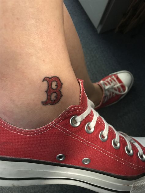 New tattoo today - Boston Red Sox! ❤️🇺🇸⚾️ Red Sox Tattoo Ideas, Boston Red Sox Tattoos Ideas, Angel Wings Rose Tattoo, Boston Tattoo Ideas, Boston Red Sox Tattoos, Red Sox Tattoo, Tatted Girl, Red Sox Party, Boston Red Sox Wallpaper