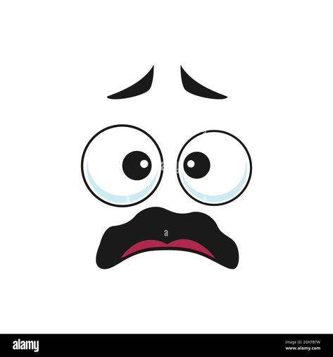 Download this stock vector: Cartoon face vector icon, frightened worry emoji, scared facial expression with wide open or goggle eyes and open tremble mouth. Fear or worry feeling - 2GH7B7W from Alamy's library of millions of high resolution stock photos, illustrations and vectors. Scared Facial Expression, Scared Face Drawing, Cartoon Mouths, Scared Face, Human Sketch, Cartoon Expression, Keeping Kids Busy, Eye Illustration, Mouth Drawing