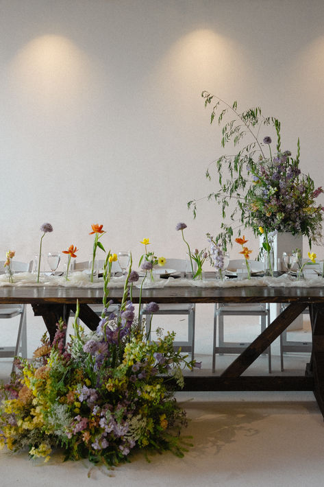 Creative Floral Design, Weddings, Styling + Event Design | Based in Atlanta, Serving the Southeast   Modern Estate Table Long Table Flower Arrangements, Creative Floral Design, Open Buffet, Modern Estate, Long Tables, Floral Set, Wedding 2024, Floral Arrangements Wedding, Long Table