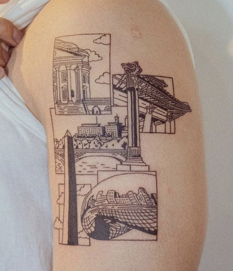 Landmark Tattoo, Washington Dc Tattoo, Dc Tattoo, Ignorant Style Tattoo, Chicago Tattoo, Army Tattoos, Torso Tattoos, City Tattoo, B Tattoo