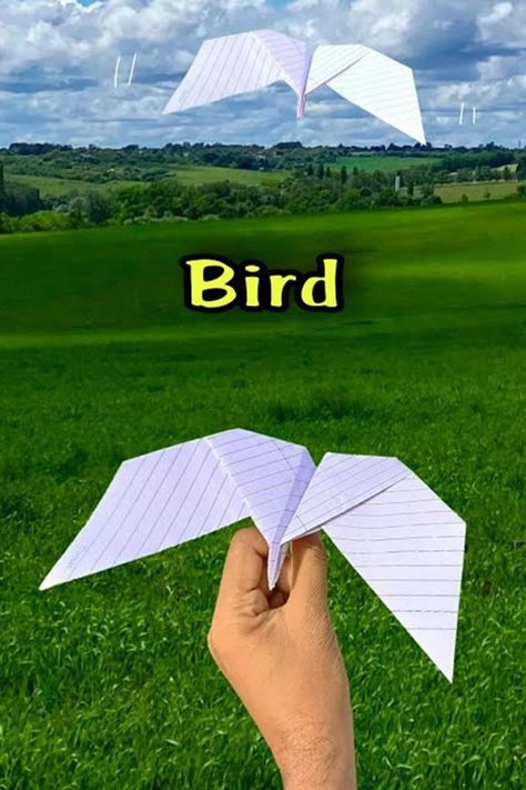 Flying Paper Plane, Best Paper Plane, Bird Origami, Bird Paper Craft, Origami Paper Plane, Plane Crafts, Origami Plane, Flying Paper, Make A Paper Airplane