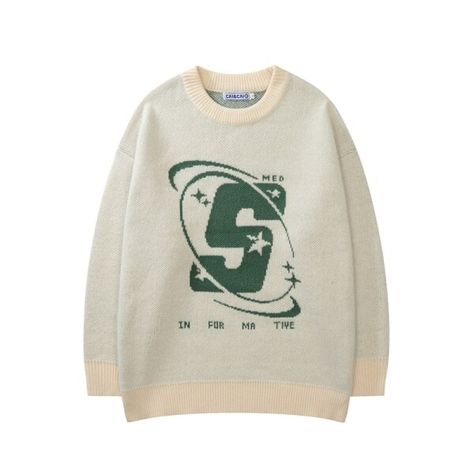 US $20.68 66％ Off | Capital Letter Print Solid Color Retro Men's and Women's Autumn Winter Sweaters Harajuku Crew Neck Oversized Baggy Knitted Top Reality Shifting, Sweater Streetwear, Streetwear Sweater, Beige Pullover, Clothing Pieces, Graphic Sweaters, Star Sweater, Retro Mode, Retro Men