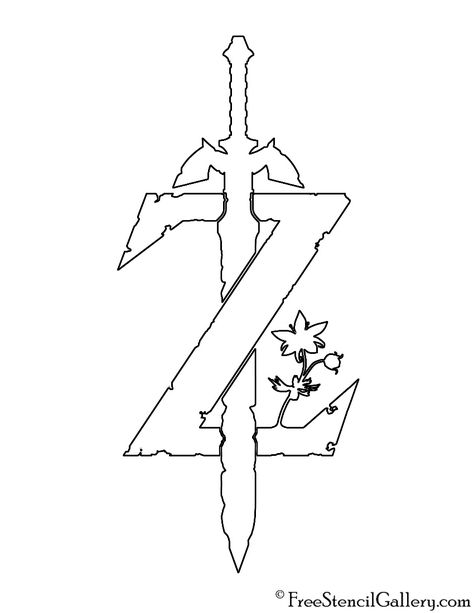 Zelda - Breath of the Wild Logo Stencil | Free Stencil Gallery Zelda Cake, Zelda Logo, Zelda Party, Zelda Drawing, Zelda Tattoo, Zelda Birthday, Wild Logo, Pumpkin Carvings Stencils, Manga Naruto