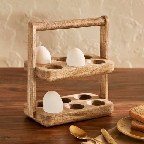 Wooden Egg Holder, Deviled Egg Tray, Egg Rack, Display Refrigerator, Egg Holders, Rustic Counter, Egg Container, Wood Eggs, Egg Tray