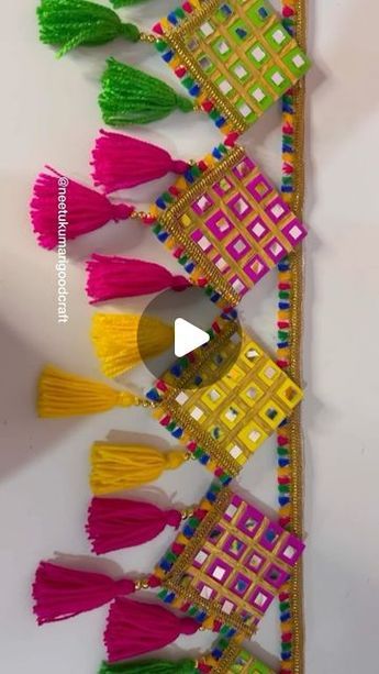 Saree Hanging Display Ideas, Waste Material Craft Ideas Decoration, Diy Toran Ideas Easy, Diy Best Out Of Waste Creative, How To Make Toran For Diwali, Woolen Craft Creative, Diwali Toran Decorations Doors, Diy Toran Ideas, Toran Making Ideas