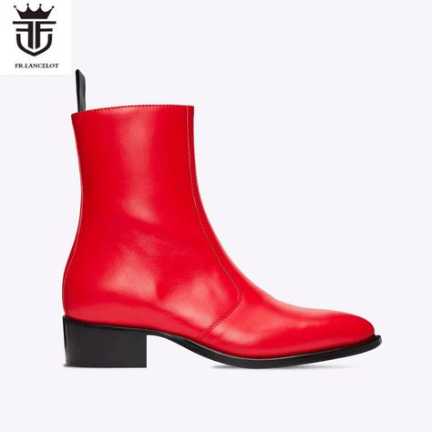 FR.LANCELOT 2024 Red Real Leather Chelsea Boots British Style Men leather Boots Party men's booties Men Leather Boots, British Style Men, Leather Chelsea Boots, British Style, Real Leather, Leather Boots, Chelsea Boots, Chelsea, Boots