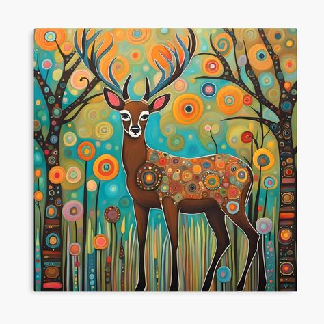 Folk Flowers, Adobe Photoshop Elements, Print Images, Folk Art, Stretch Canvas, Deer, Original Art, Print Design, Canvas Print