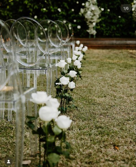 Black Tie Wedding Ceremony, Rose Lined Aisle, Babies Breath Arch, Margarita Wall, Aisle Ideas, White Roses Wedding, Woodsy Wedding, Wedding Arbour, Wedding Aisle Decorations