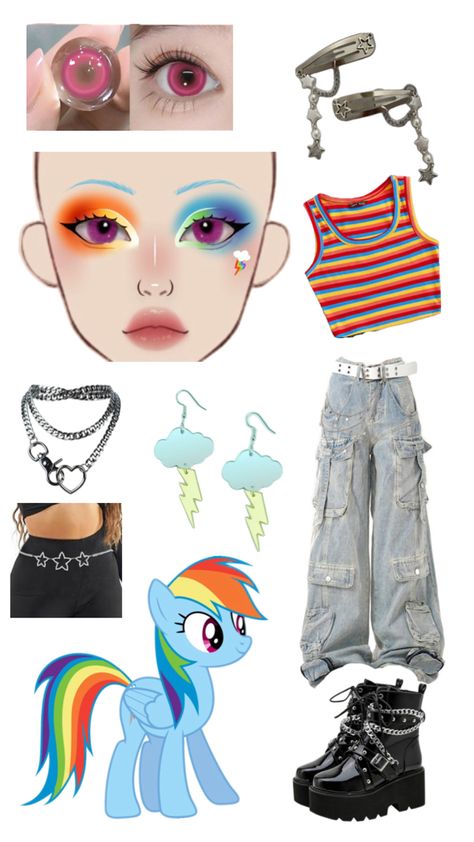 Rainbow Dash Outfit Ideas, Rainbow Dash Inspired Outfits, Mlp Halloween Costumes, My Little Pony Halloween Costume, Rainbow Dash Halloween Costume, Rainbow Dash Cosplay, Rainbow Dash Costume, Pajama Costume, My Little Pony Costume