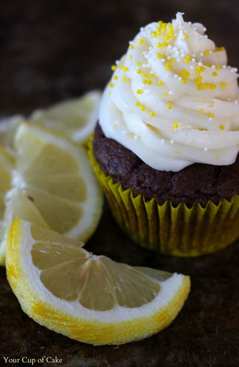 Chocolate Lemon Cupcakes - Your Cup of Cake Cup Of Cake, Lemon Cupcake, Chocolate Lemon, Devils Food Cake Mix Recipe, Lemon Chocolate, Zucchini Cake, Lemon Cupcakes, Baking Cupcakes, Dessert Cupcakes